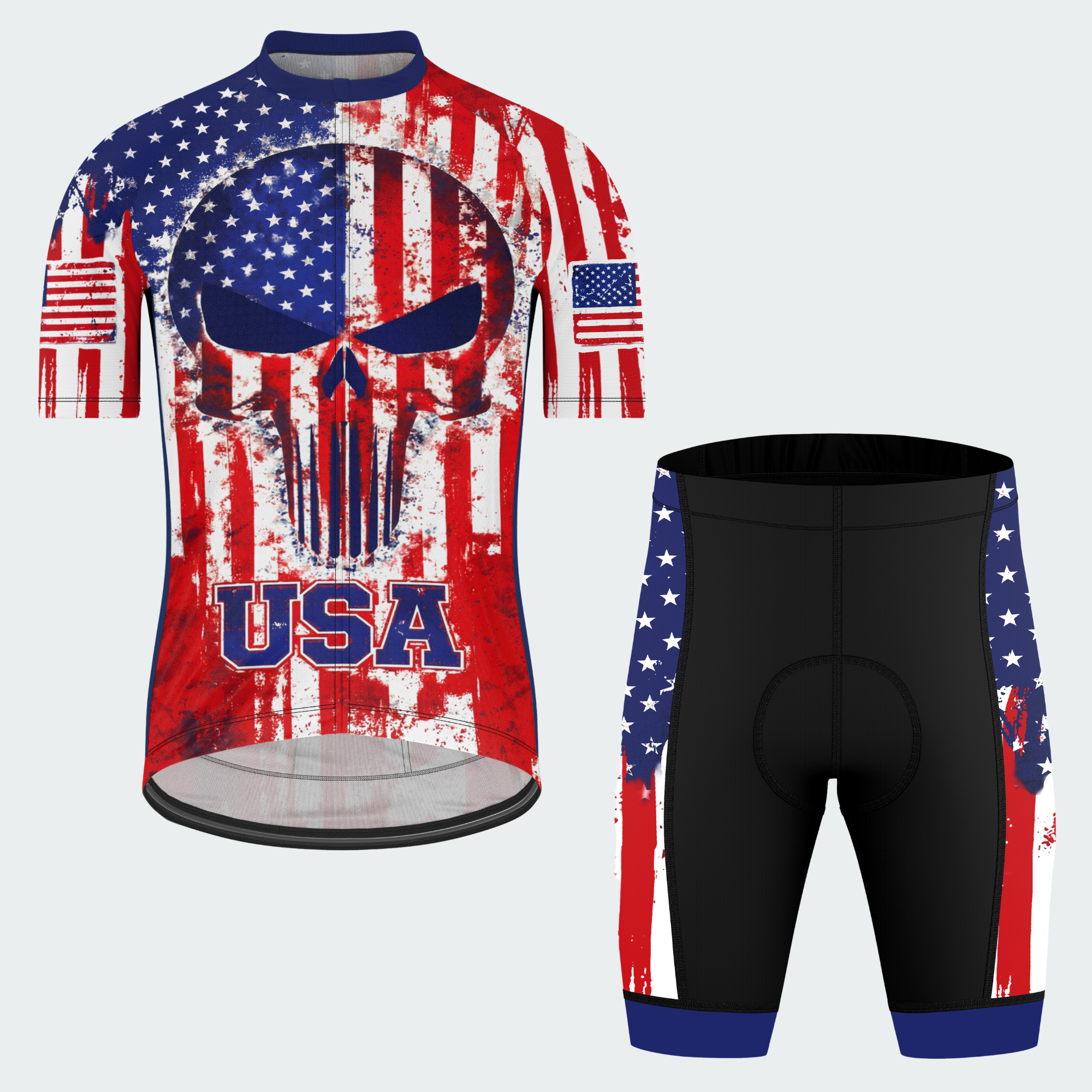 Men’s American Pride USA Freedom Skull Grit Regular Fit Cycling Kit