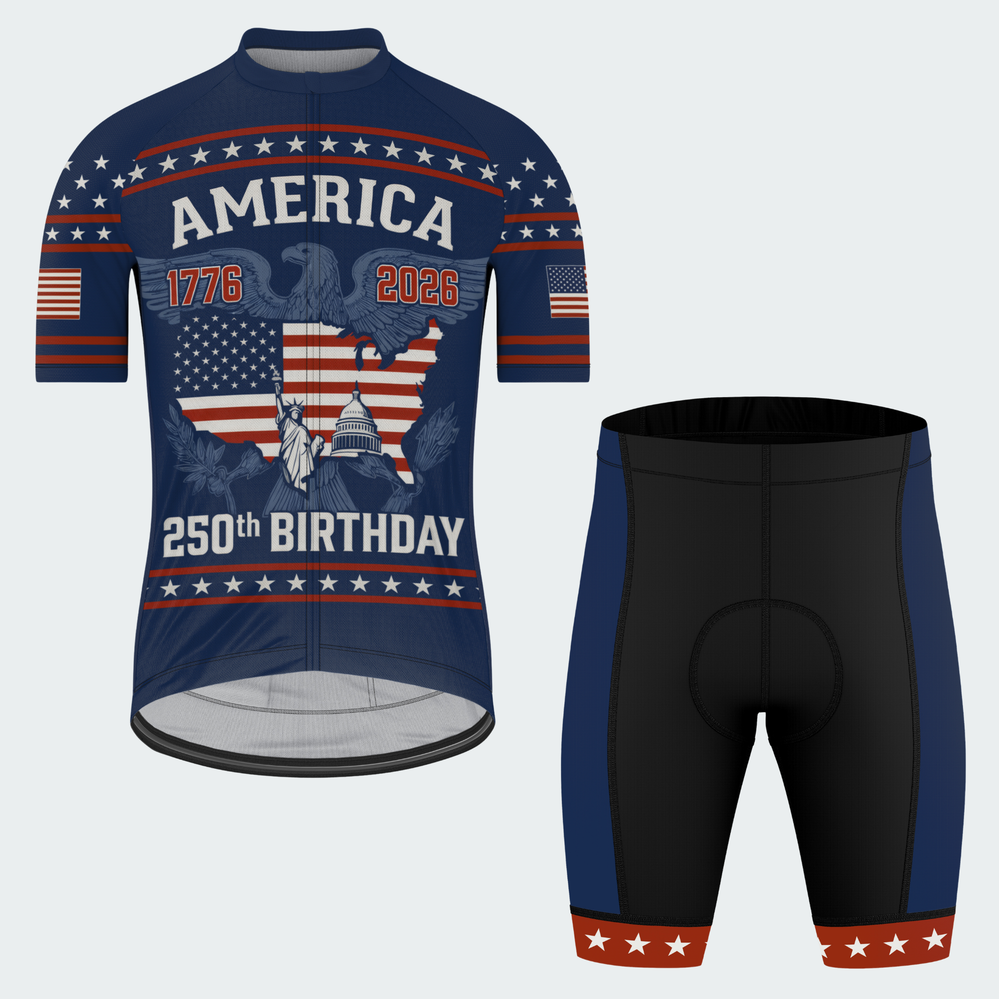 Men’s American Pride America 250th Birthday USA Map Cycling Kit Regular Fit