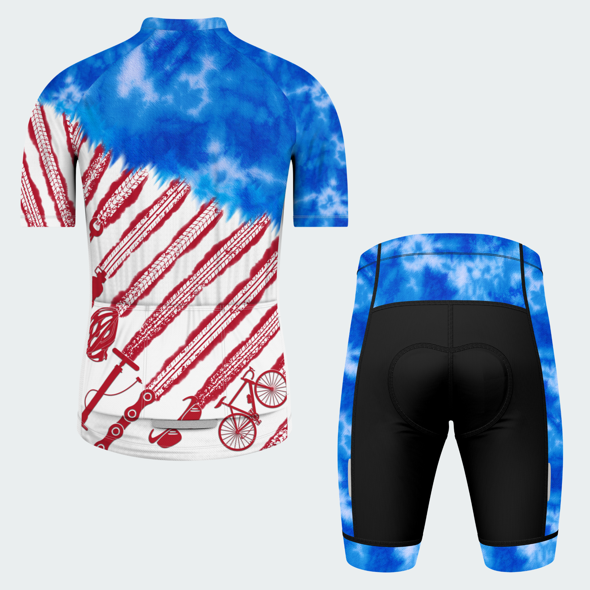 Men's American Pride Tie Dye Patriotic American Flag Regular Fit Cycling Kit