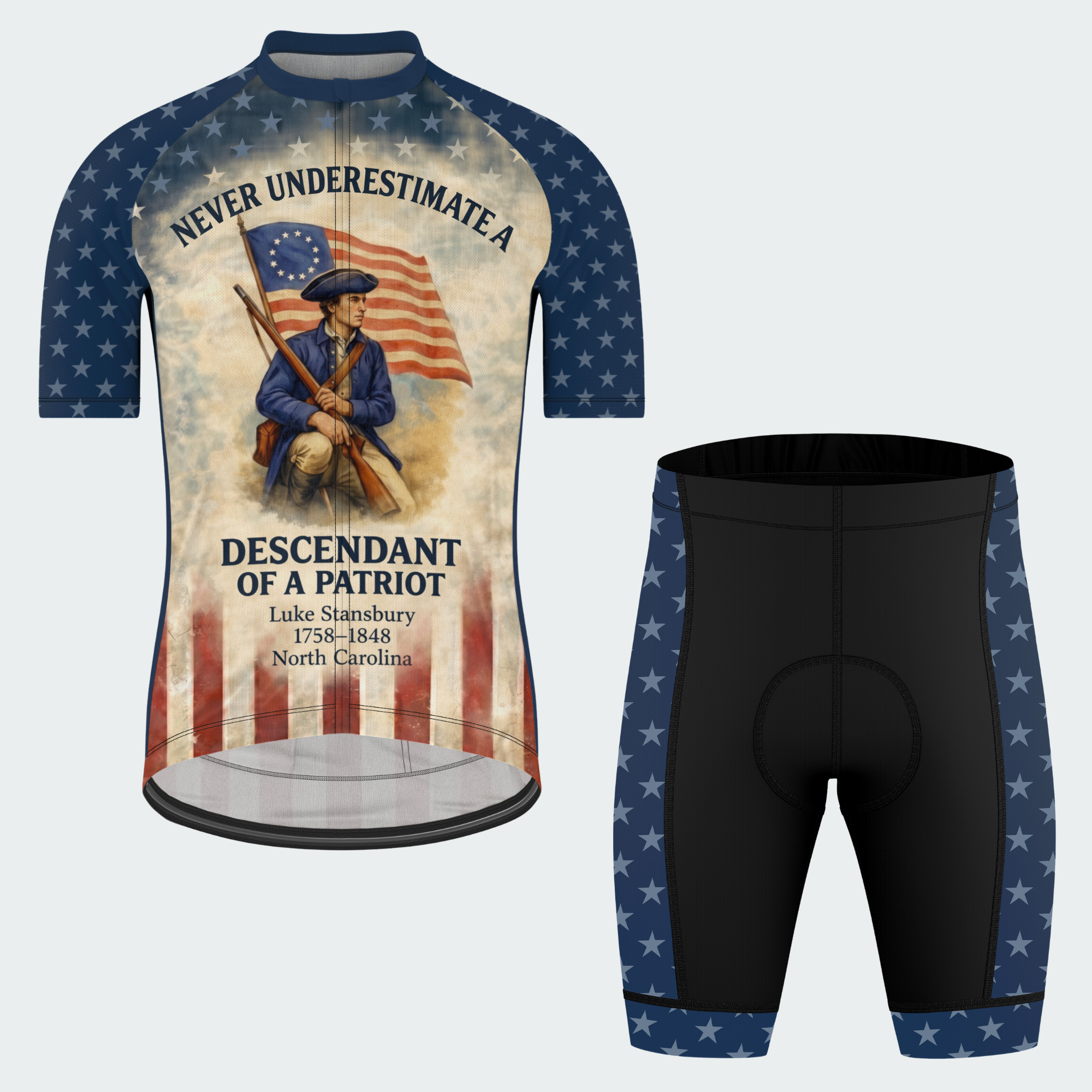 Men’s American Pride Descendant of a Patriot Heritage Regular Fit Custom Cycling Jersey & Kit