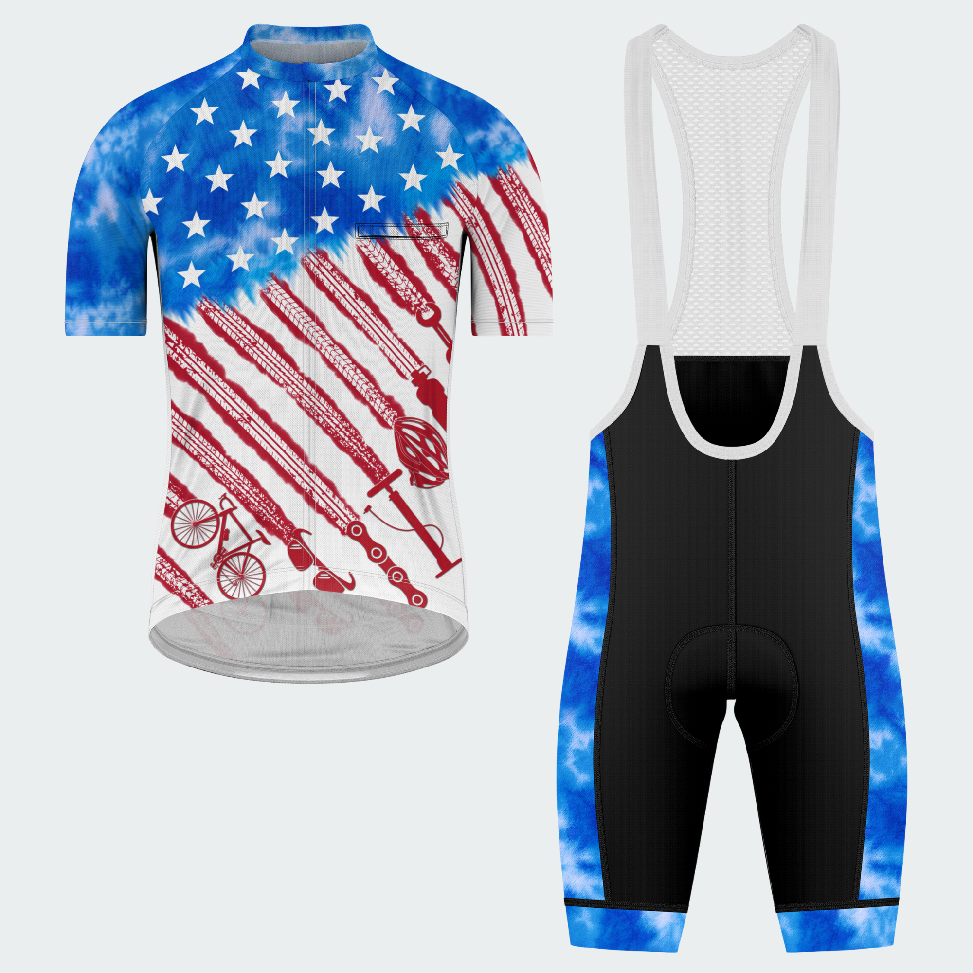Men's American Pride Tie Dye Patriotic American Flag Regular Fit Cycling Kit