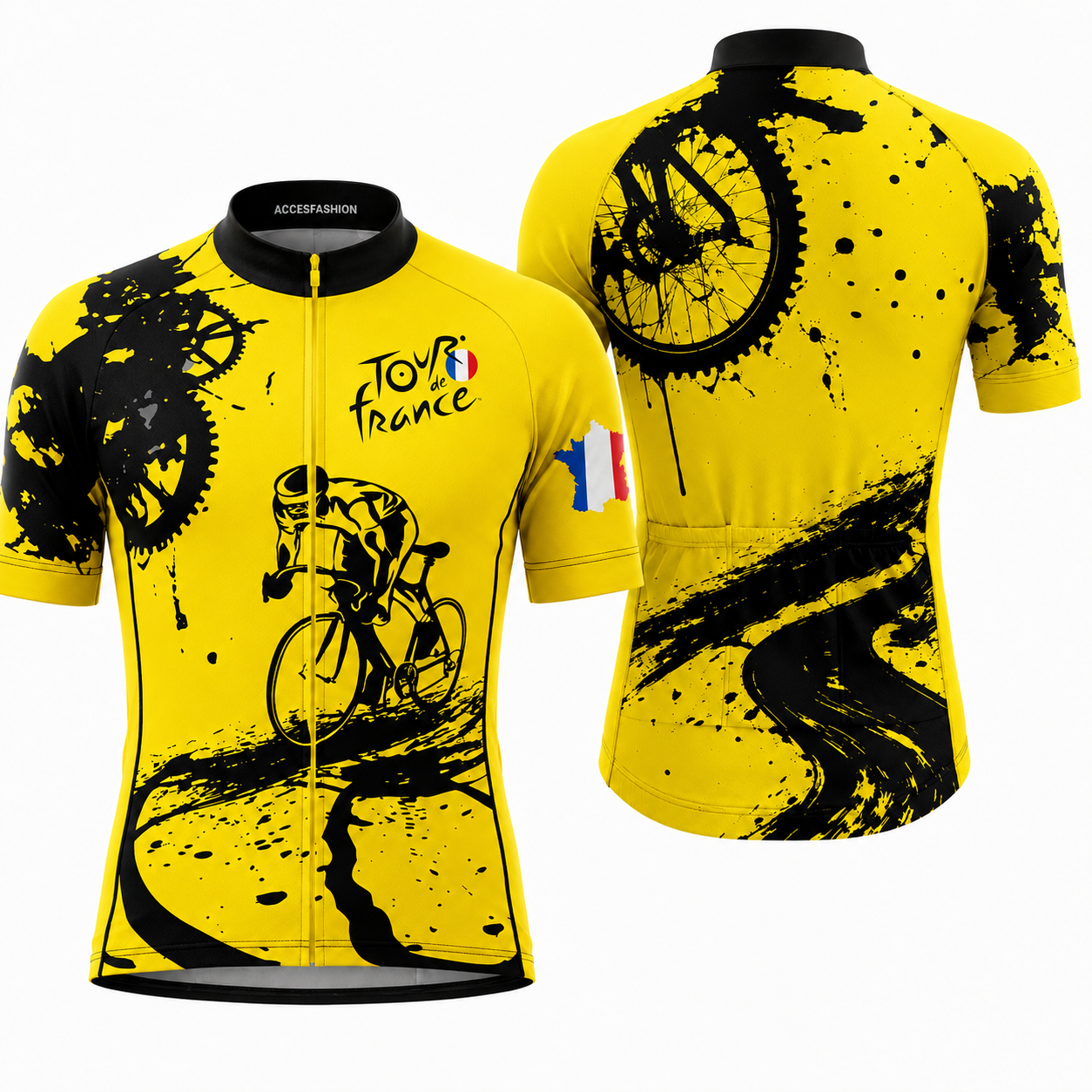 Men & Women Tour De France Inspired Yellow Cycling Jersey Kit