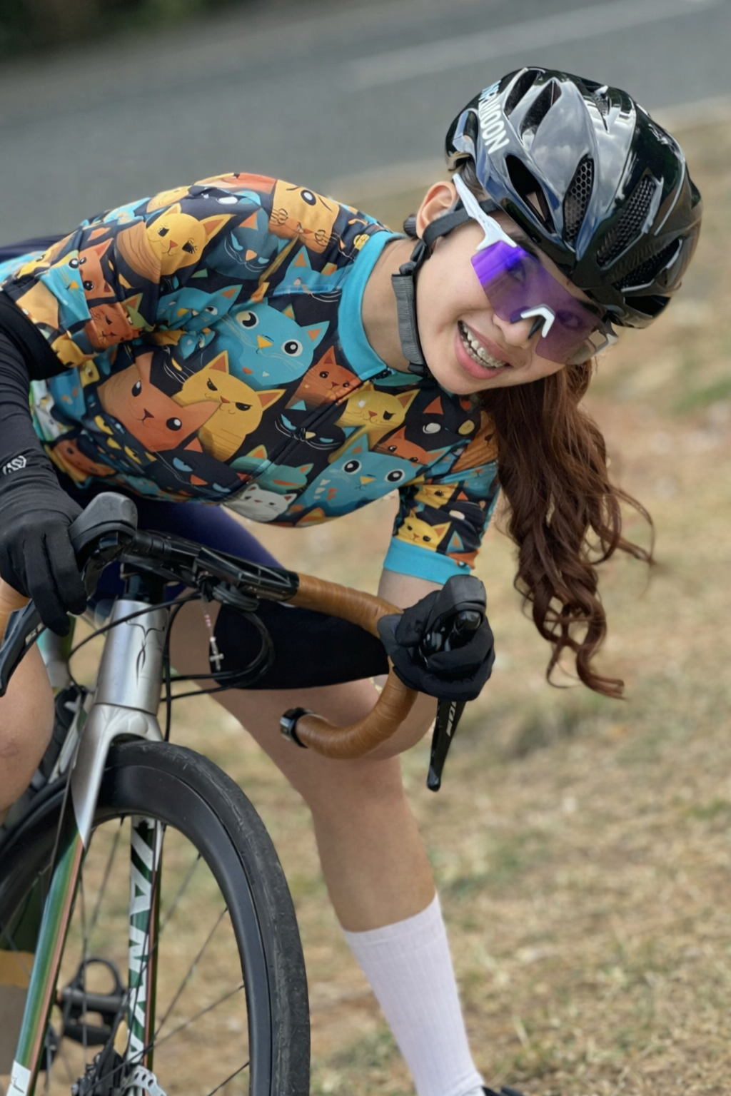 Cartoon Cat Women's Short Sleeve Cycling Jersey