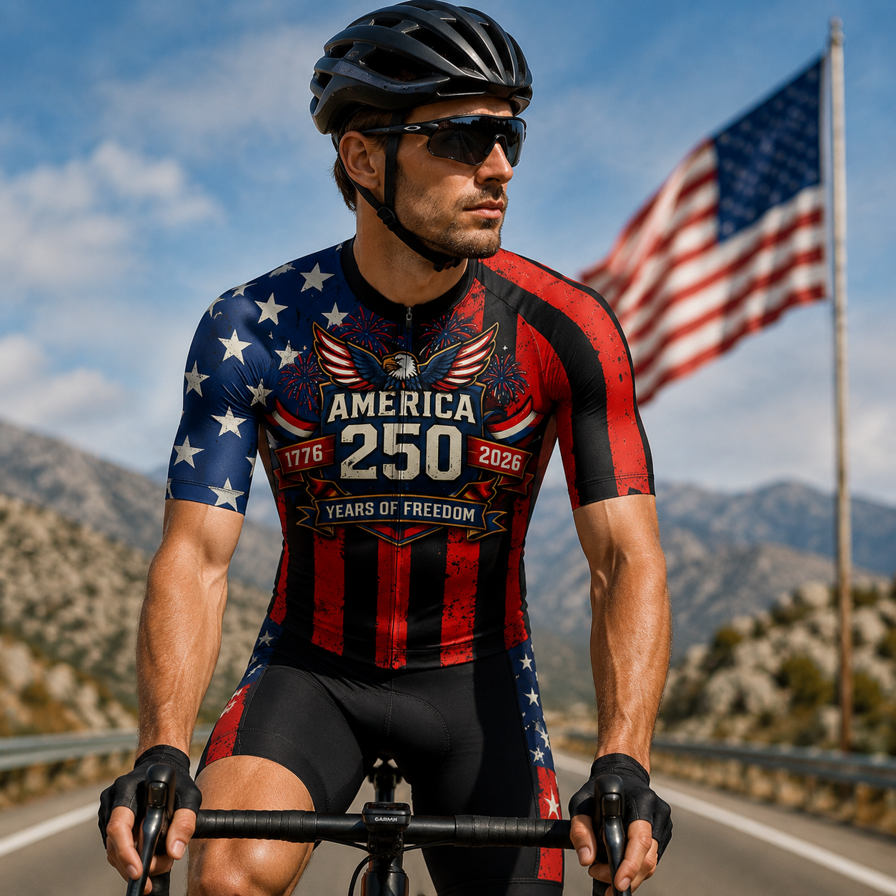 Men’s American Pride USA 250 Freedom Eagle Fireworks Regular Fit Cycling Kit