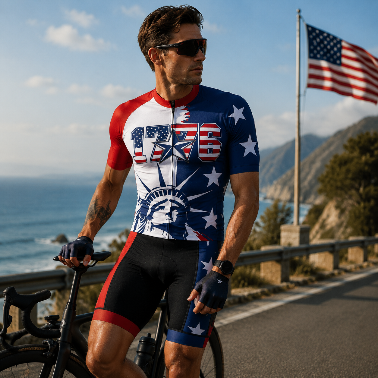 Men’s American Pride USA 1776 Statue of Liberty Regular Fit Cycling Kit