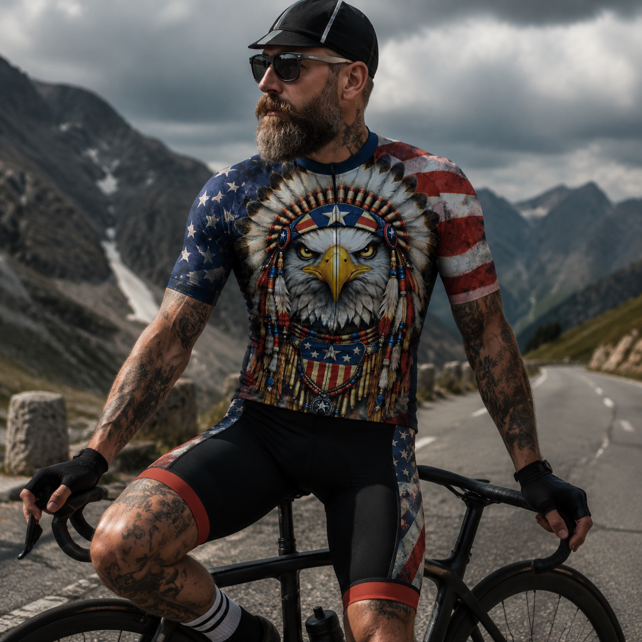 Men’s American Pride USA Tribal Eagle Spirit Regular Fit Cycling Kit
