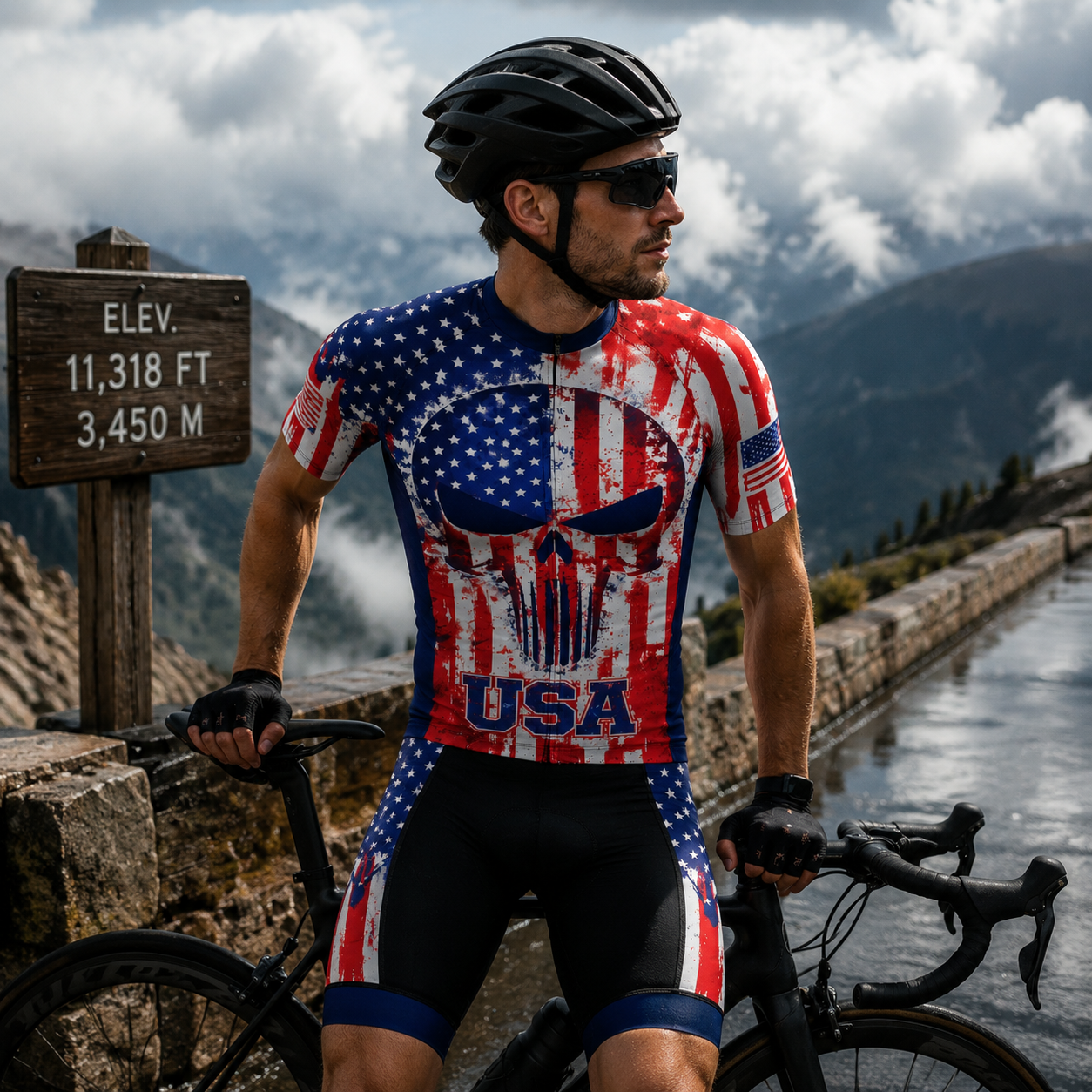 Men’s American Pride USA Freedom Skull Grit Regular Fit Cycling Kit