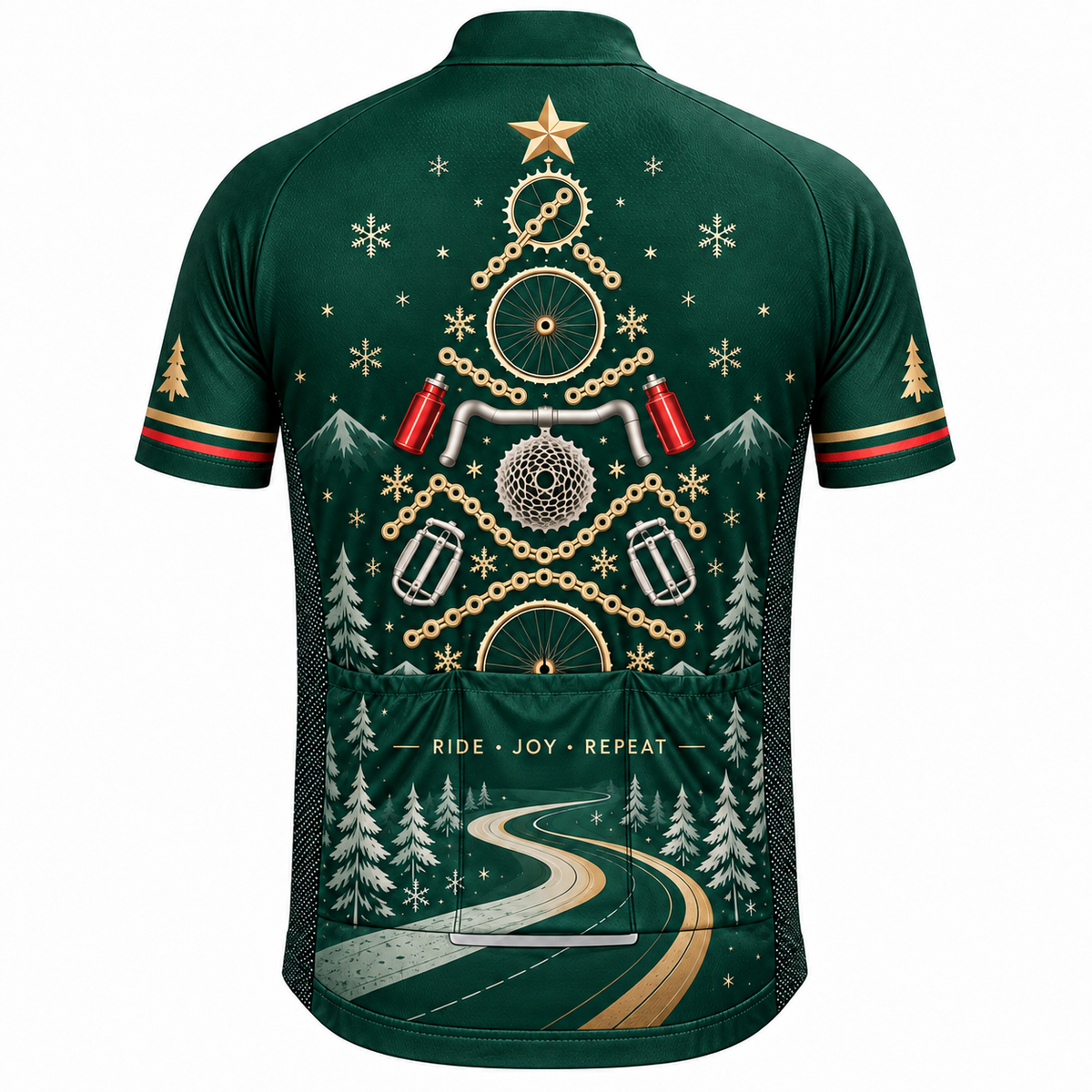Christmas Bicycle Tree Cycling Jersey & Kit – Festive Forest Road Bike Outfit