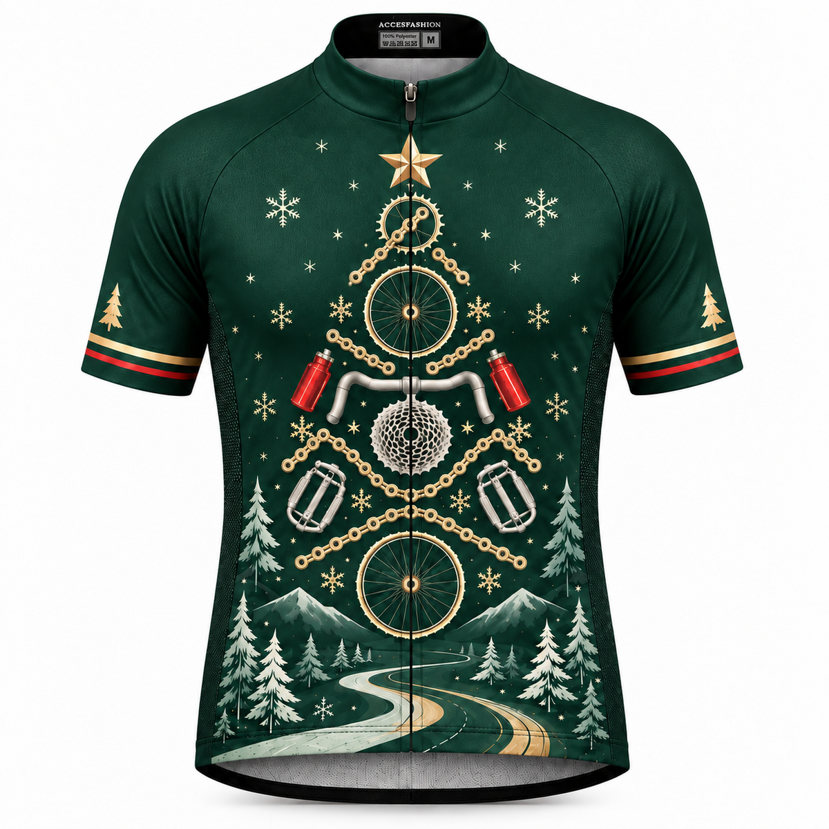 Christmas Bicycle Tree Cycling Jersey & Kit – Festive Forest Road Bike Outfit