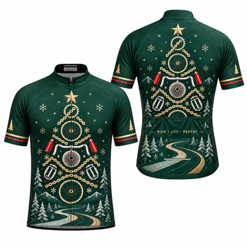 Christmas Bicycle Tree Cycling Jersey & Kit – Festive Forest Road Bike Outfit