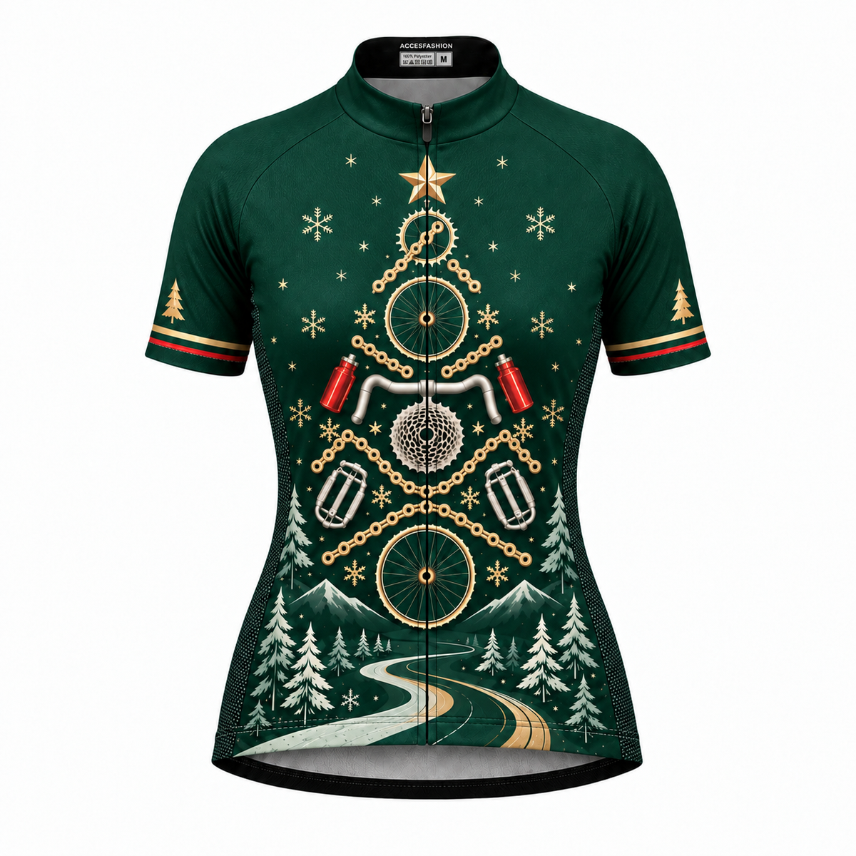 Christmas Bicycle Tree Cycling Jersey & Kit – Festive Forest Road Bike Outfit