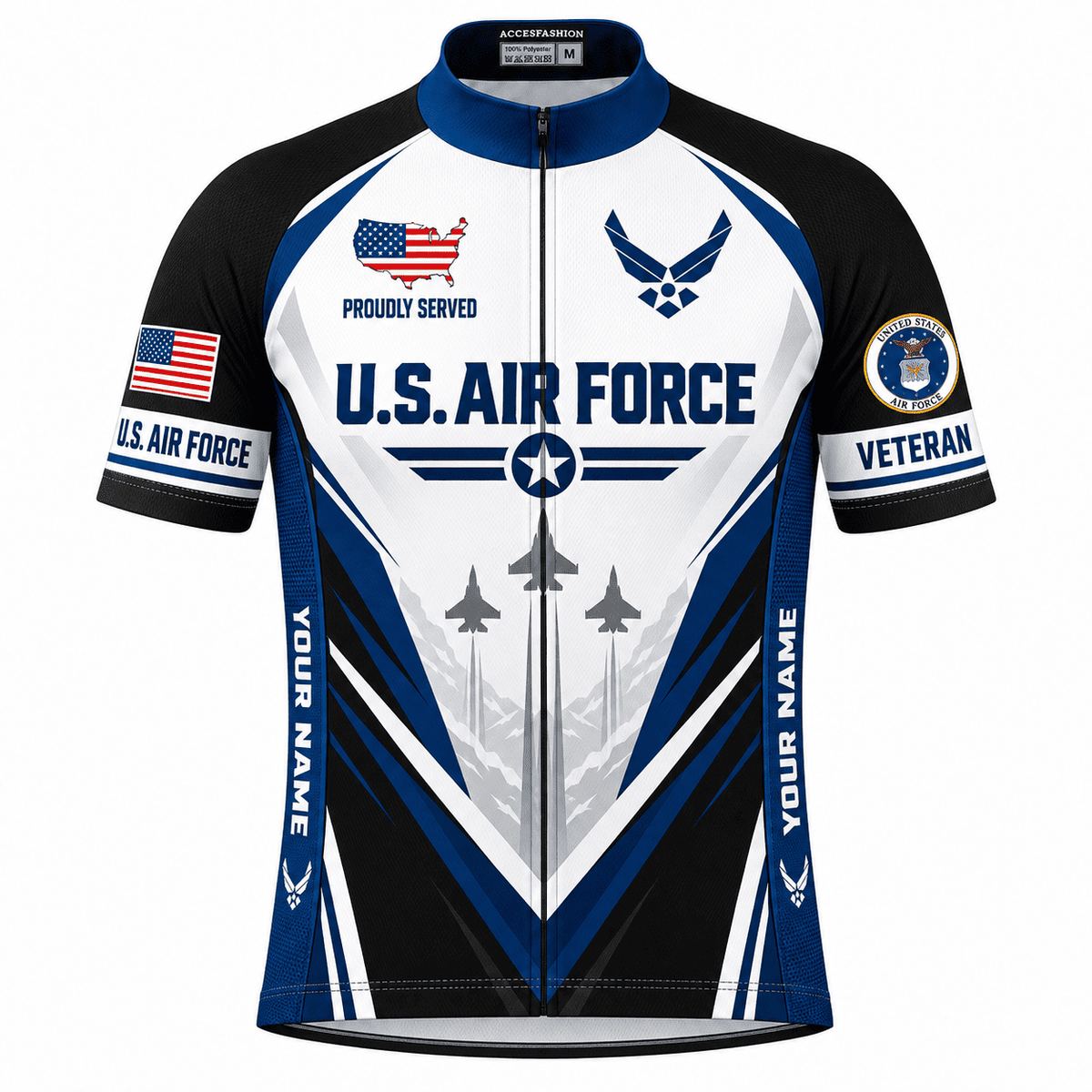 Custom U.S. Air Force Veteran Cycling Kit – Personalized Name USAF