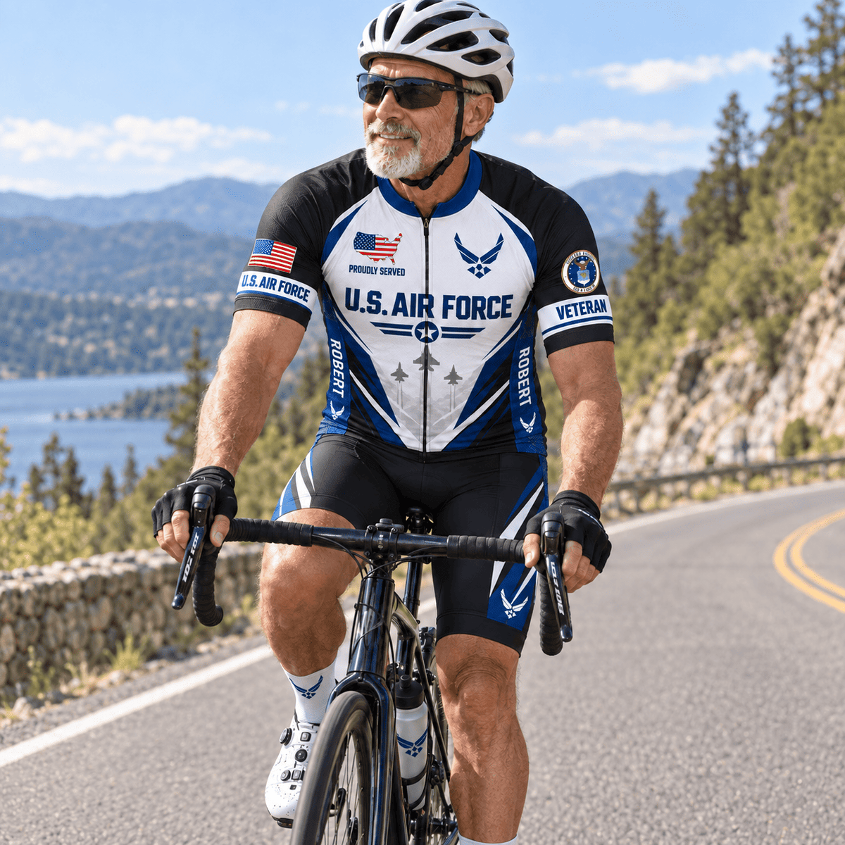 Custom U.S. Air Force Veteran Cycling Kit – Personalized Name USAF