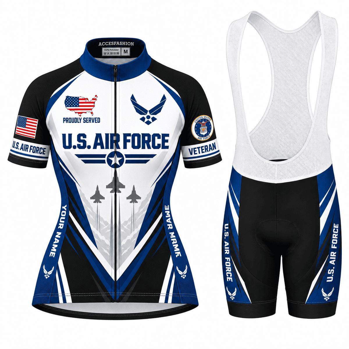 Custom U.S. Air Force Veteran Cycling Kit – Personalized Name USAF
