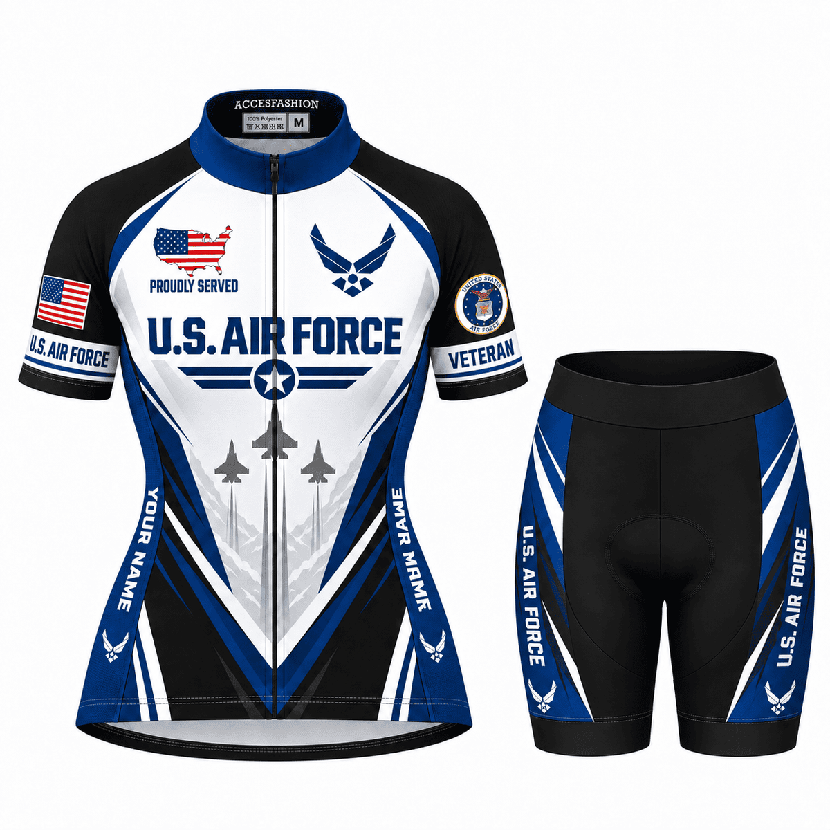 Custom U.S. Air Force Veteran Cycling Kit – Personalized Name USAF