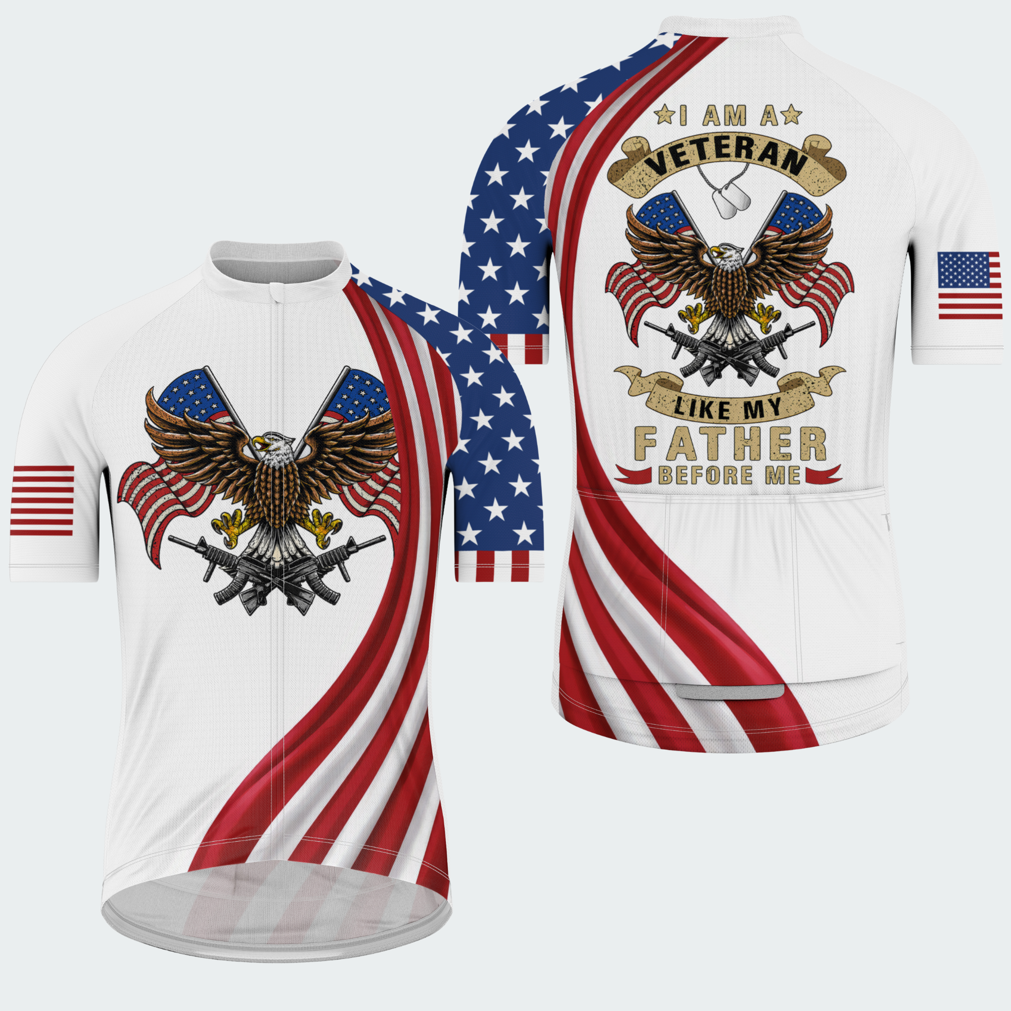 Men’s American Pride I Am A Veteran Legacy Regular Fit Cycling Jersey