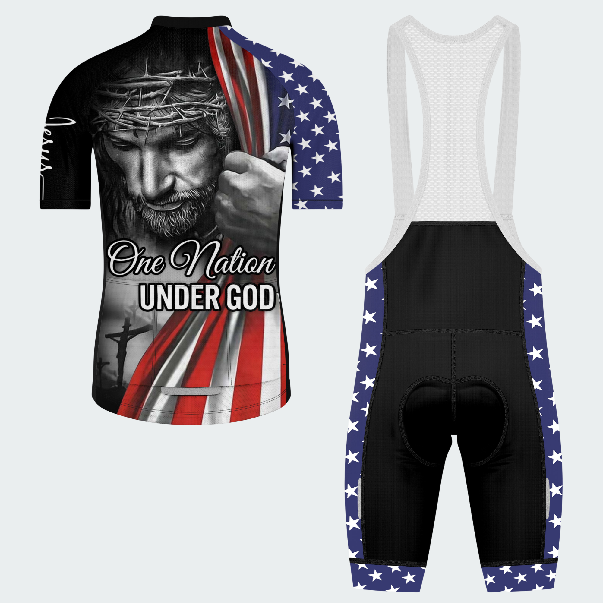 Men’s American Pride One Nation Under God Faith Tribute Regular Fit Cycling Kit