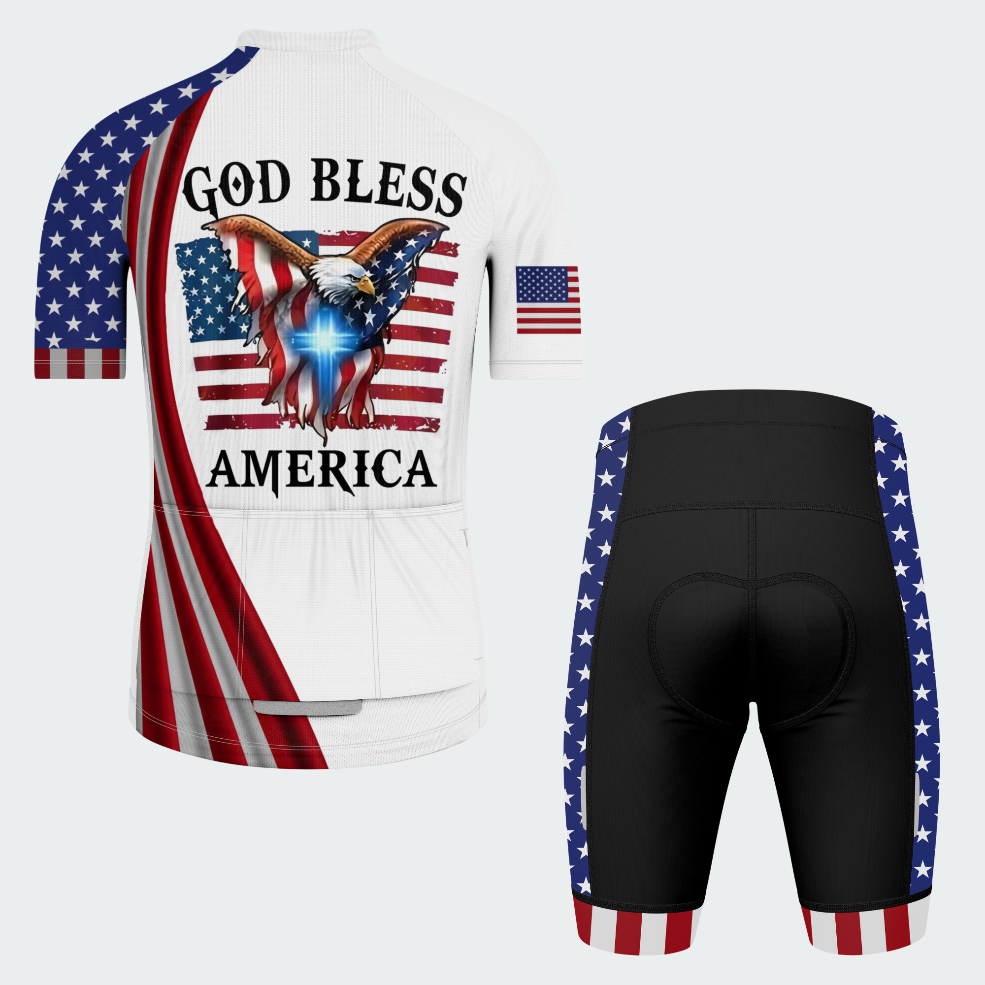 Men’s American Pride God Bless America Faith & Freedom Regular Fit Cycling Kit