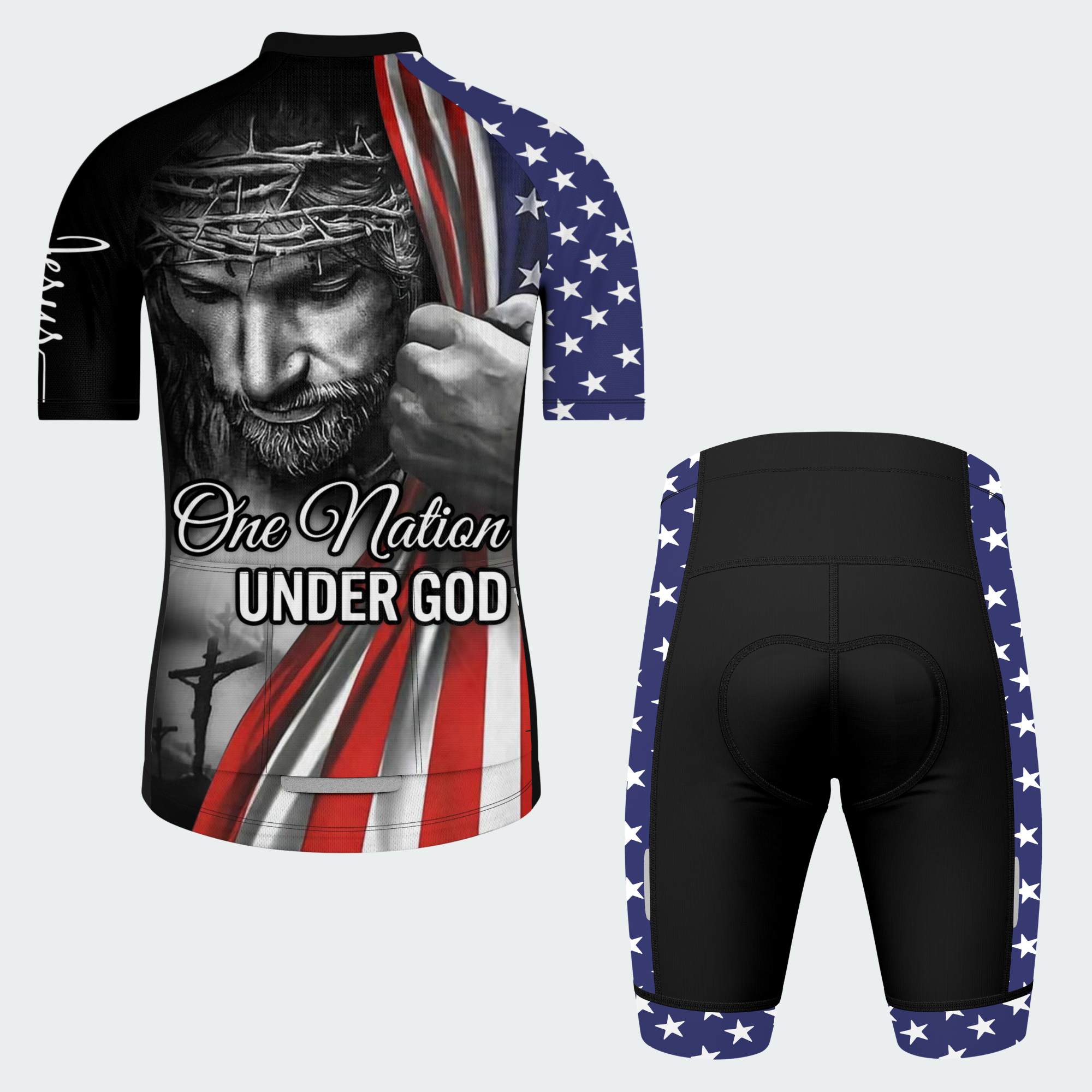 Men’s American Pride One Nation Under God Faith Tribute Regular Fit Cycling Kit