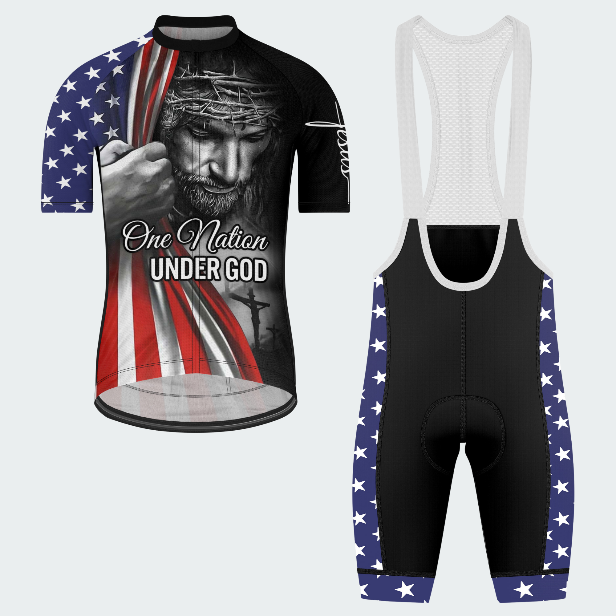 Men’s American Pride One Nation Under God Faith Tribute Regular Fit Cycling Kit