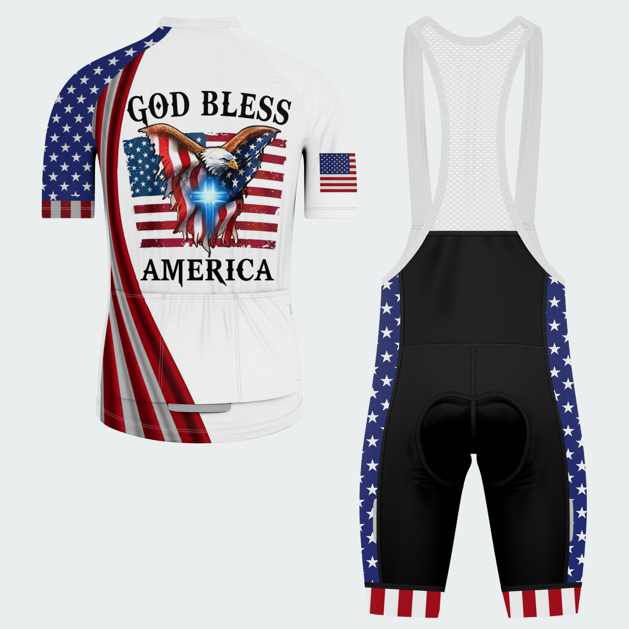 Men’s American Pride God Bless America Faith & Freedom Regular Fit Cycling Kit