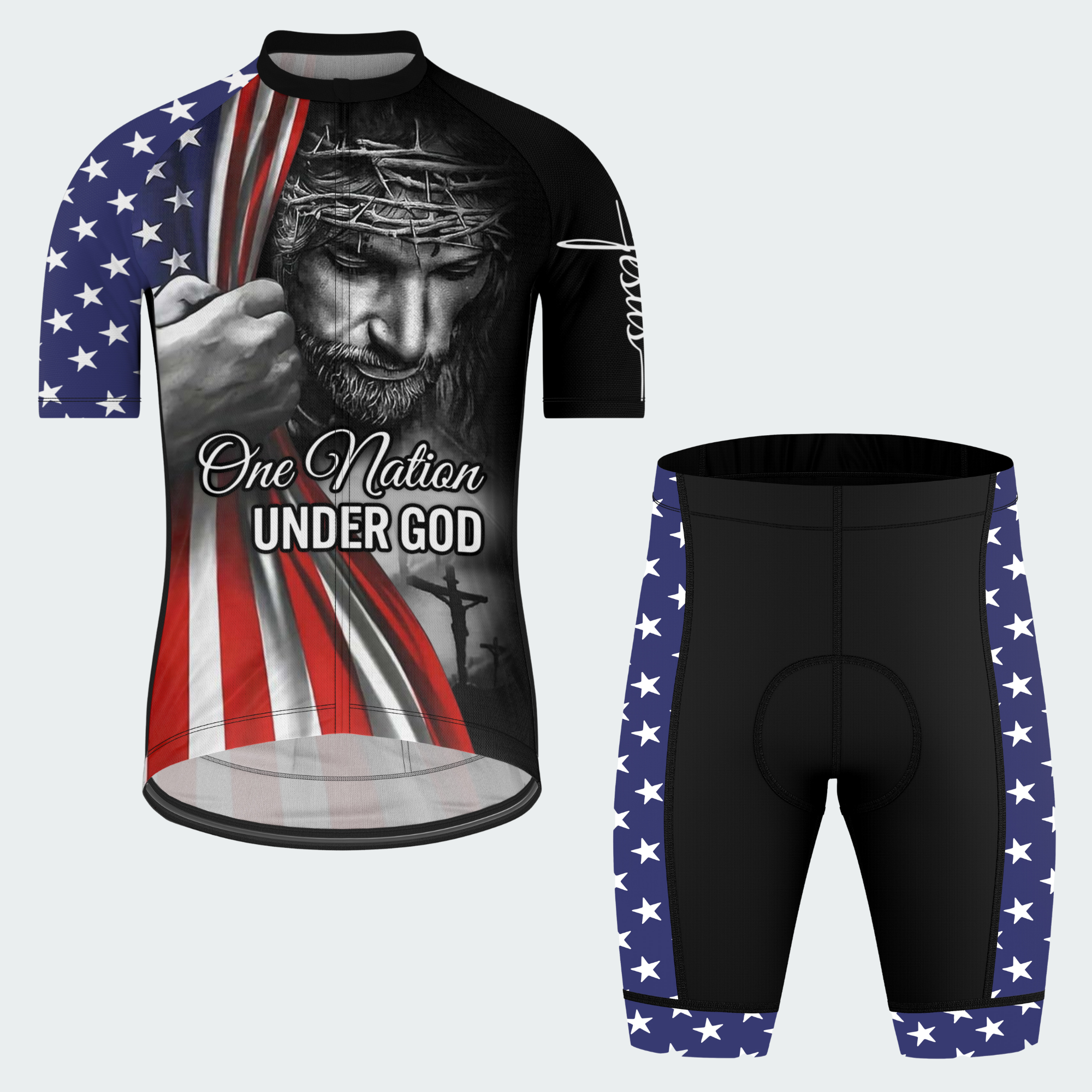 Men’s American Pride One Nation Under God Faith Tribute Regular Fit Cycling Kit