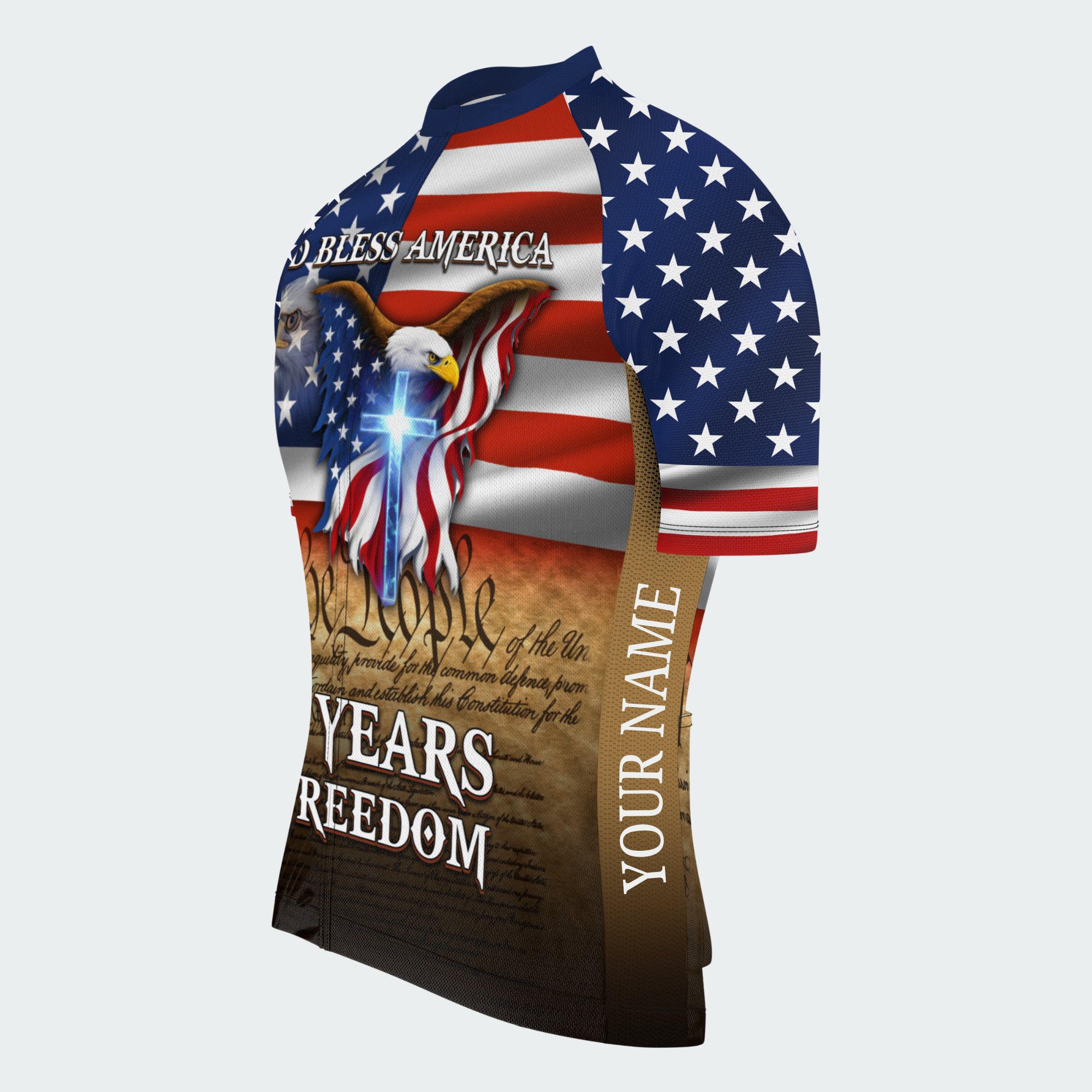 Men’s American Pride God Bless America 250 Years of Freedom Custom Cycling Jersey