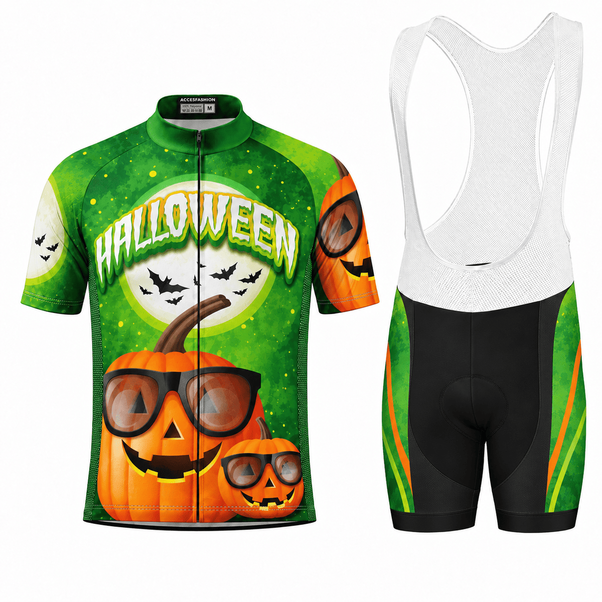 Halloween Pumpkin Cycling Jersey – Funny Jack O’ Lantern Sunglasses