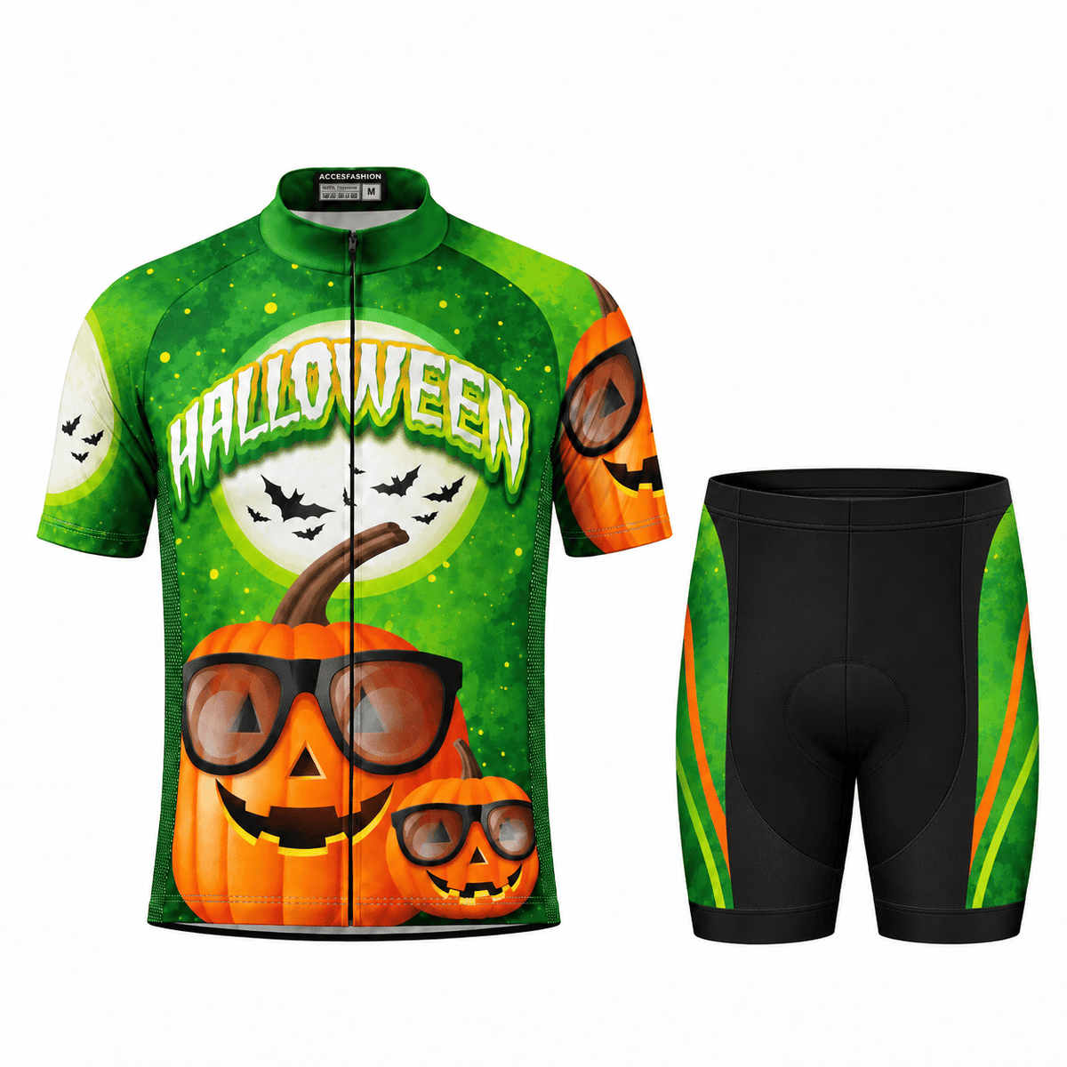 Halloween Pumpkin Cycling Jersey – Funny Jack O’ Lantern Sunglasses