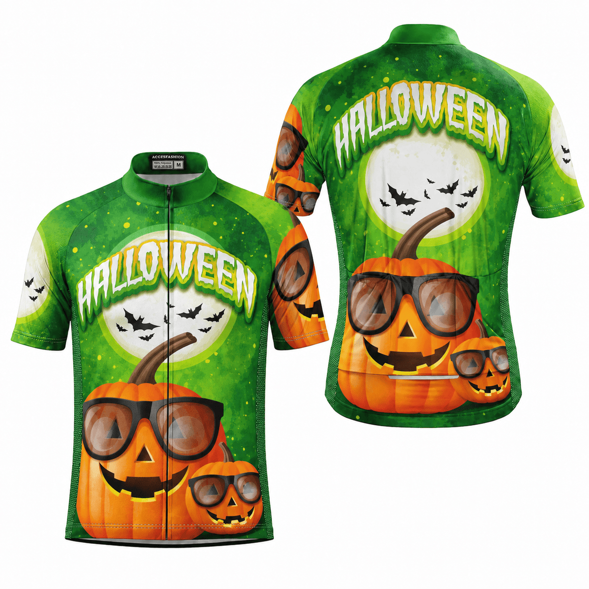 Halloween Pumpkin Cycling Jersey – Funny Jack O’ Lantern Sunglasses