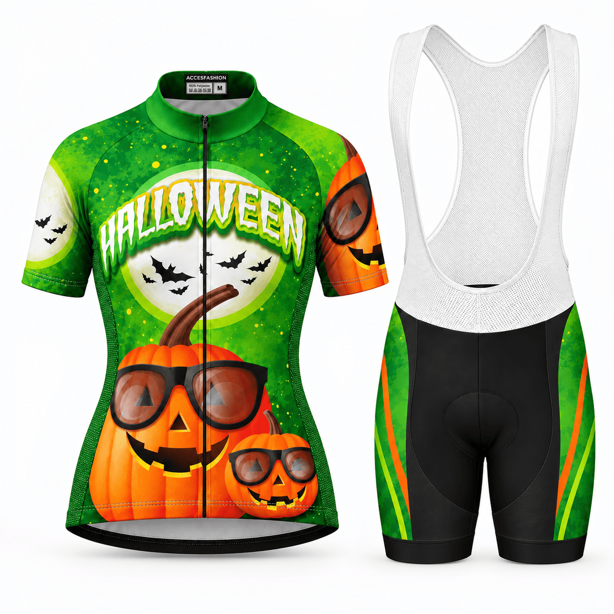 Halloween Pumpkin Cycling Jersey – Funny Jack O’ Lantern Sunglasses