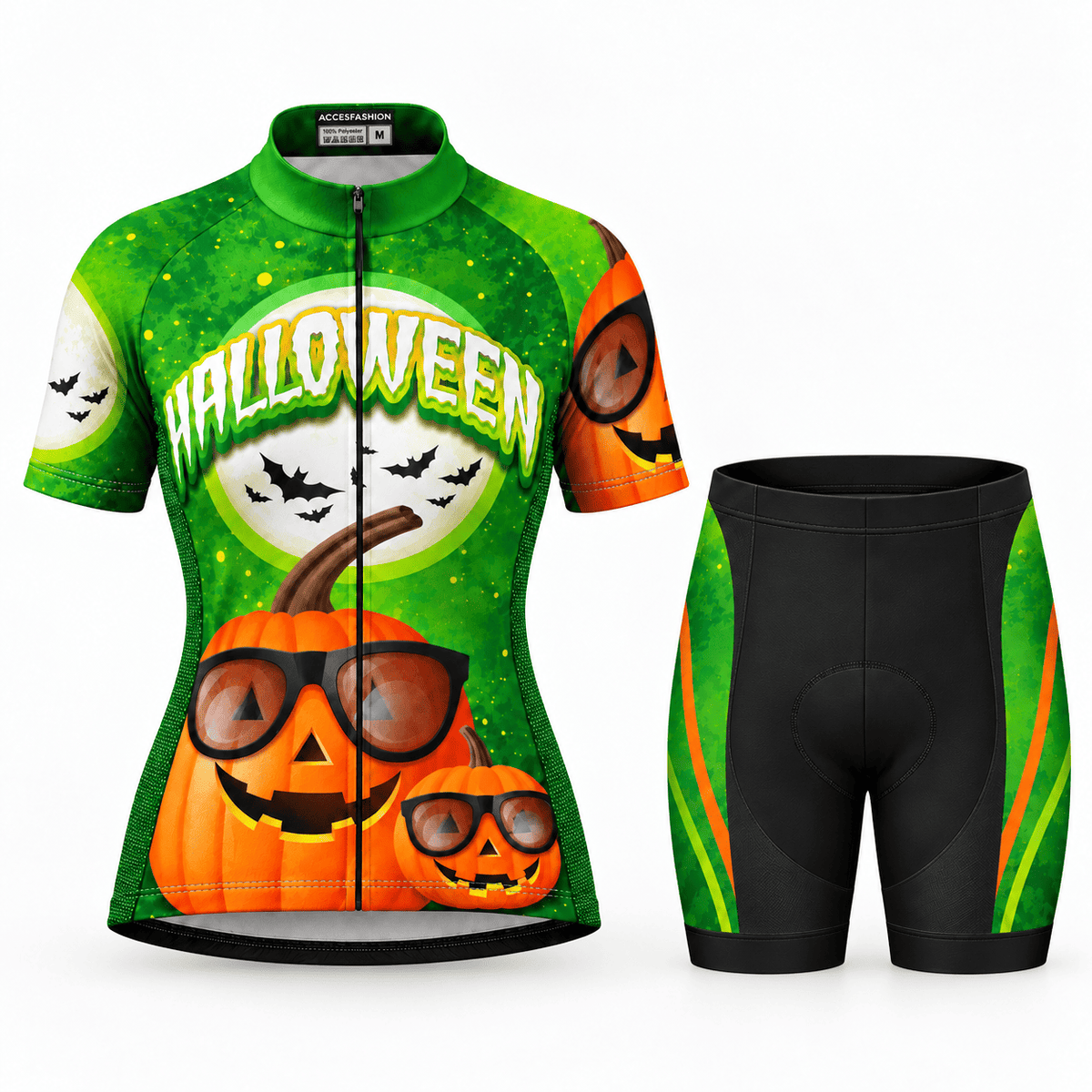 Halloween Pumpkin Cycling Jersey – Funny Jack O’ Lantern Sunglasses