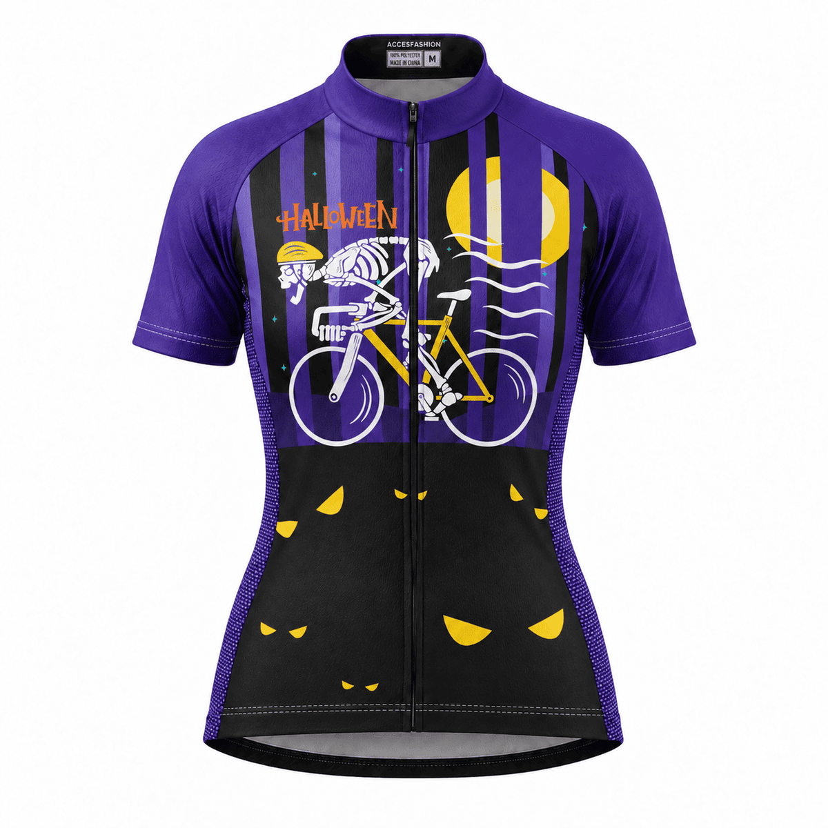 Halloween Skeleton Cyclist Cycling Jersey & Kit – Spooky Moon Ride Design