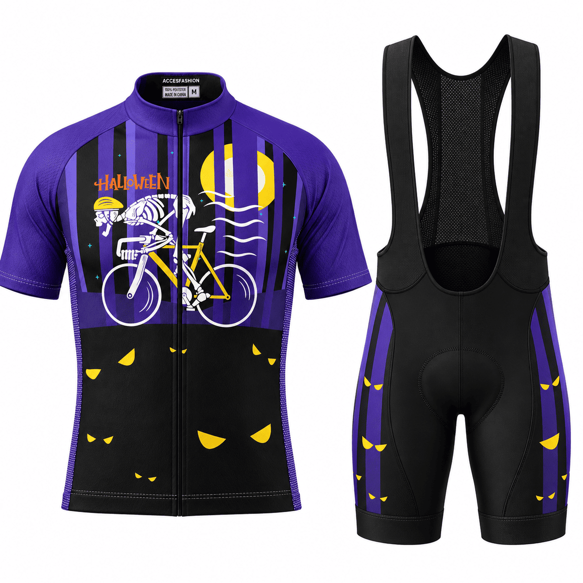 Halloween Skeleton Cyclist Cycling Jersey & Kit – Spooky Moon Ride Design