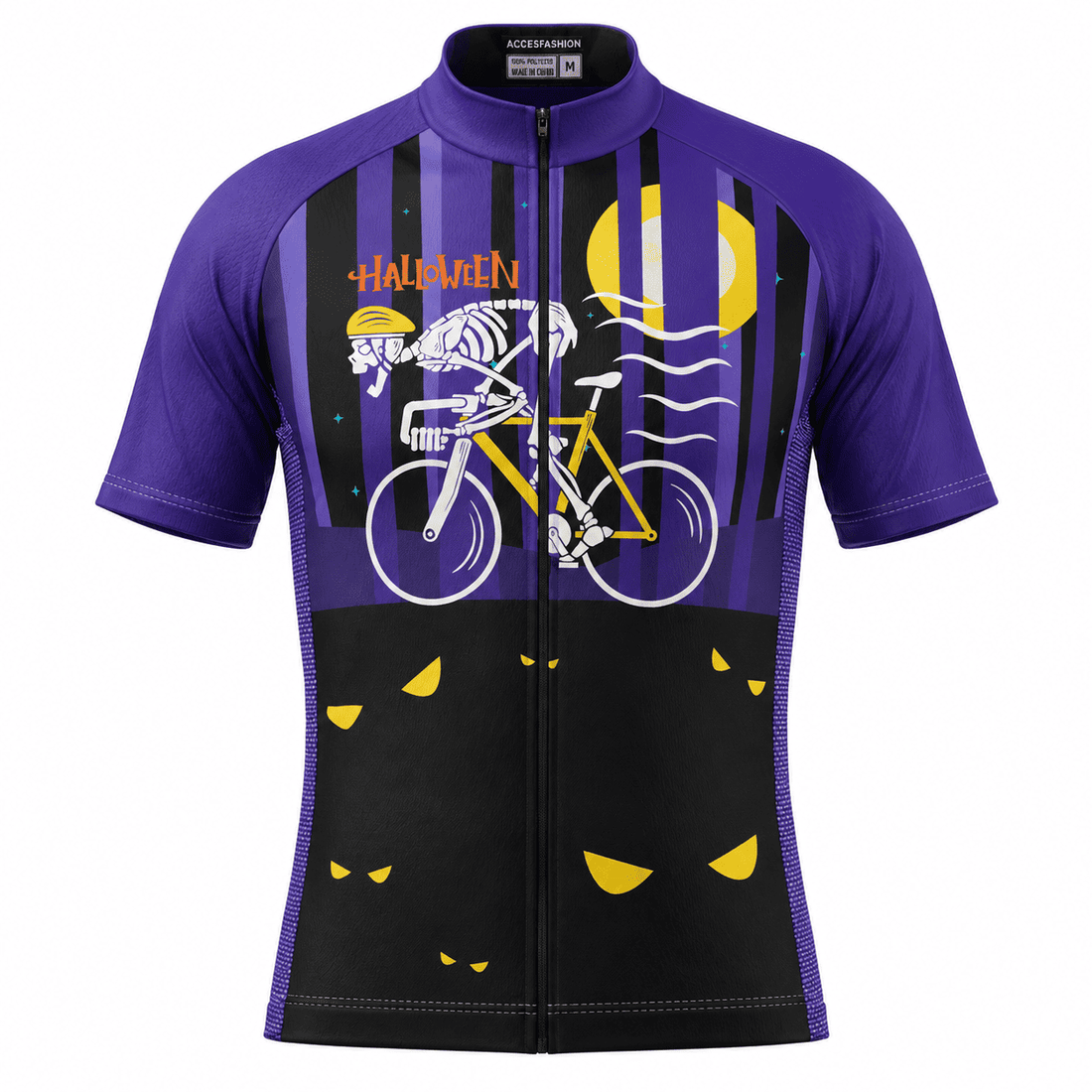 Halloween Skeleton Cyclist Cycling Jersey & Kit – Spooky Moon Ride Design