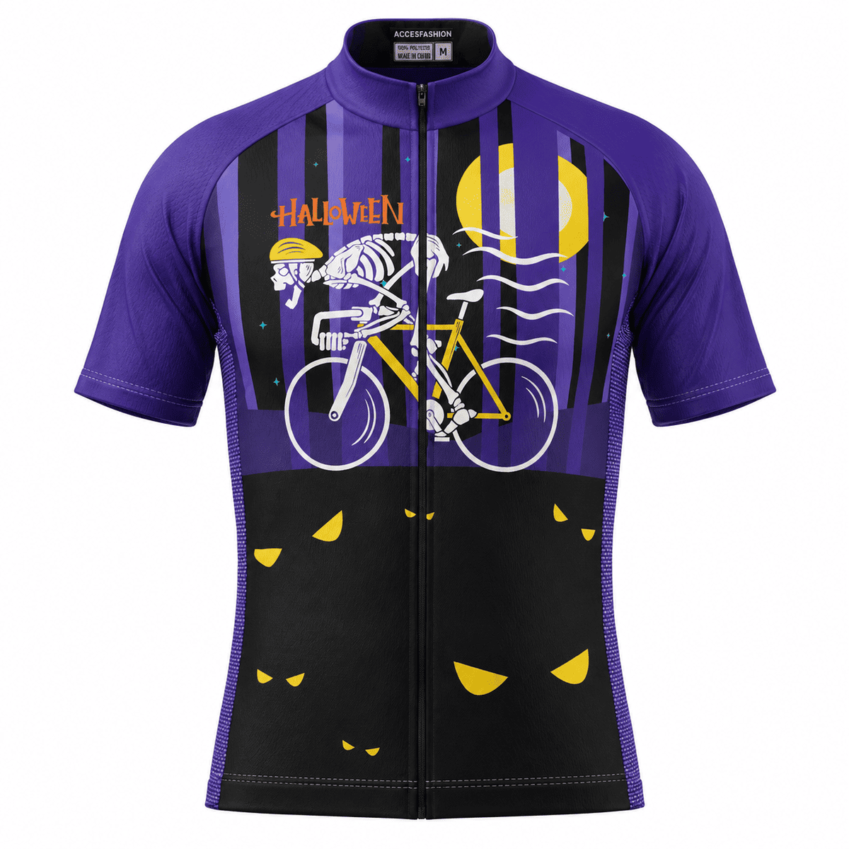 Halloween Skeleton Cyclist Cycling Jersey & Kit – Spooky Moon Ride Design
