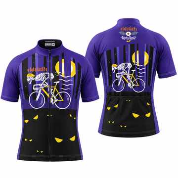 Halloween Skeleton Cyclist Cycling Jersey & Kit – Spooky Moon Ride Design