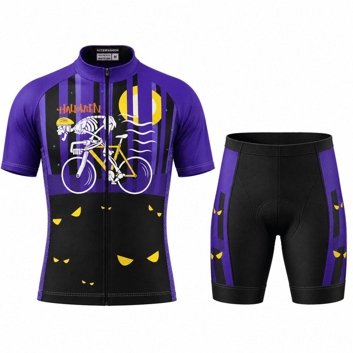 Halloween Skeleton Cyclist Cycling Jersey & Kit – Spooky Moon Ride Design