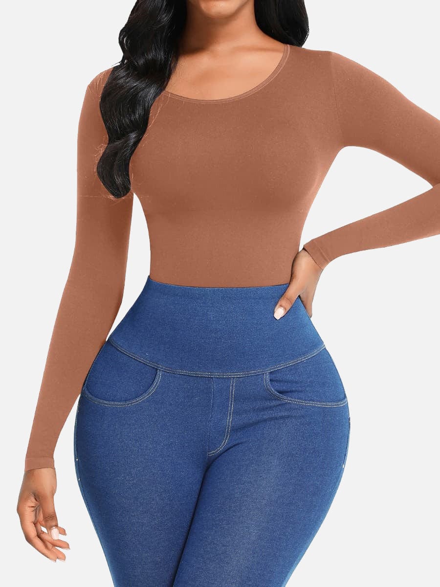 Seamless Bodysuit Long Sleeve Slim Corset Shapewear Bodysuit
