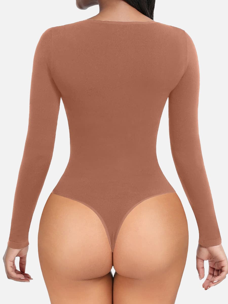 Seamless Bodysuit Long Sleeve Slim Corset Shapewear Bodysuit