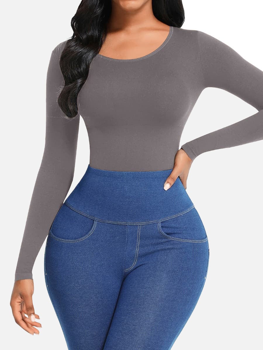 Seamless Bodysuit Long Sleeve Slim Corset Shapewear Bodysuit