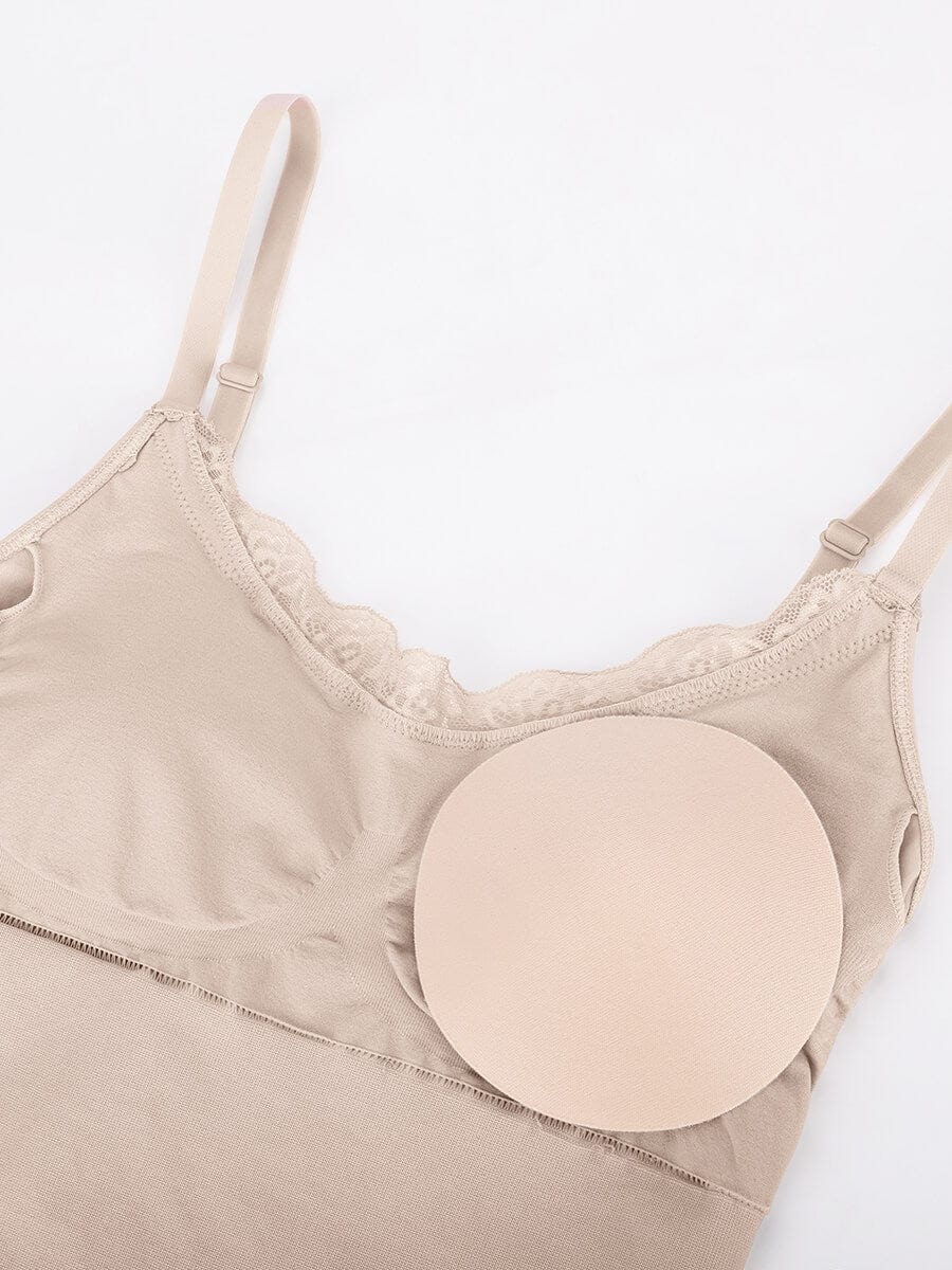 Seamless lace Cami Waist Abdomen Shaping Thong Bodysuit