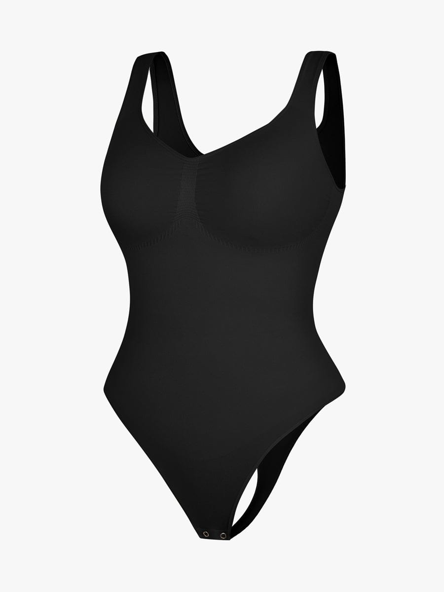 Seamless Bust Support Waist and Abdomen Control Thong Bodysuit