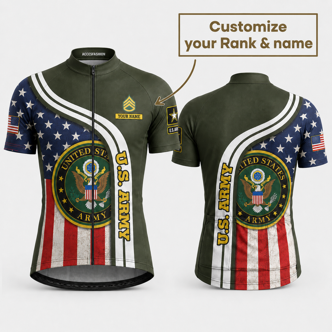 Men's Personalized Military US Army Inspired cycling jersey kit