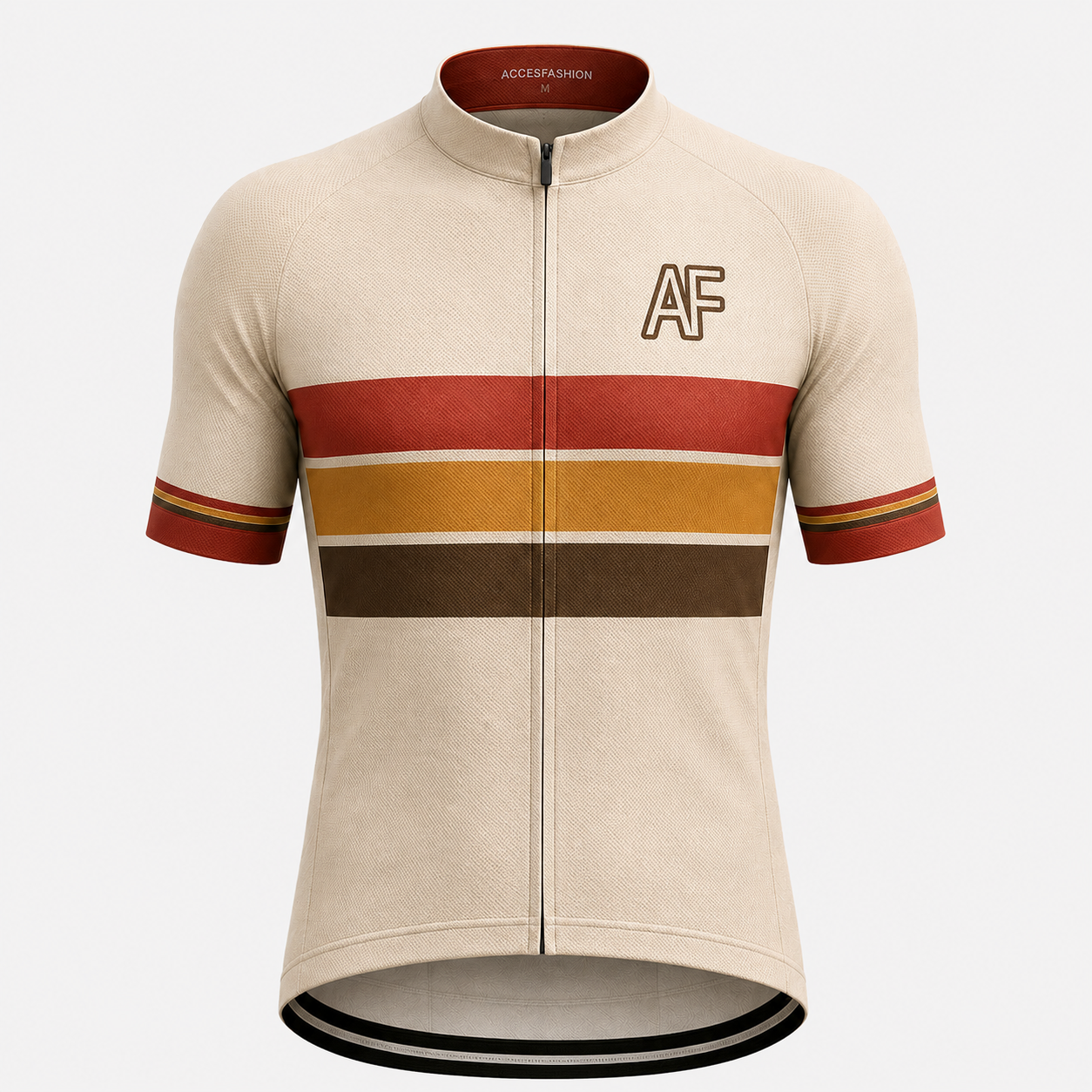 Men’s Retro Stripe Cream Cycling Jersey Vintage Euro Race Style