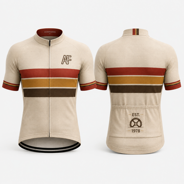 Men’s Retro Stripe Cream Cycling Jersey Vintage Euro Race Style