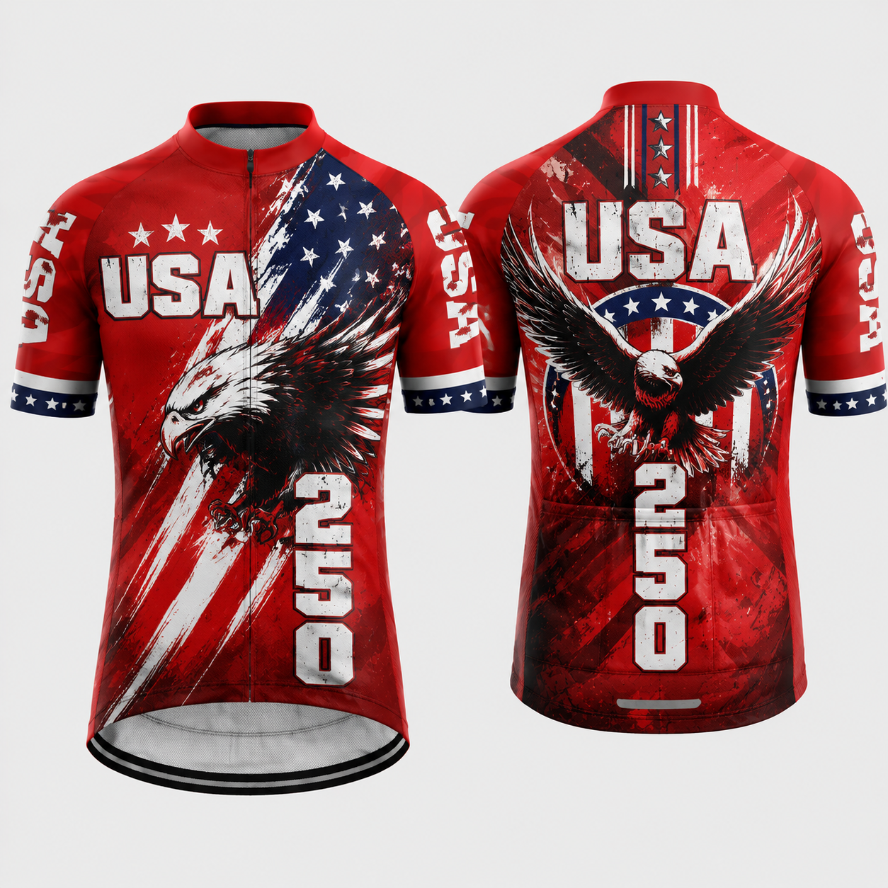 Men's USA 250 Red White & Blue Patriotic Eagle Cycling Kit