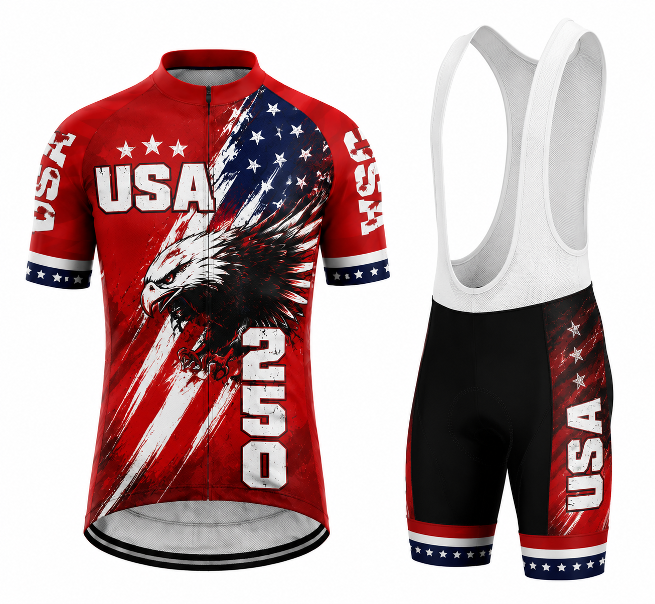 Men's USA 250 Red White & Blue Patriotic Eagle Cycling Kit
