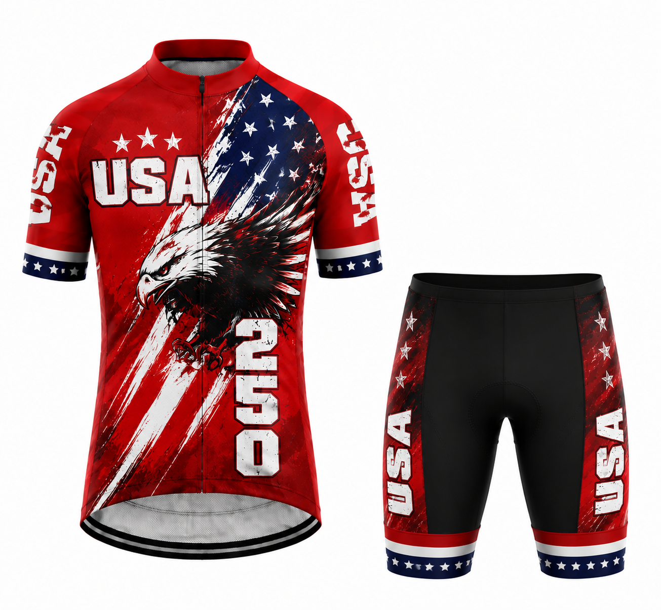 Men's USA 250 Red White & Blue Patriotic Eagle Cycling Kit