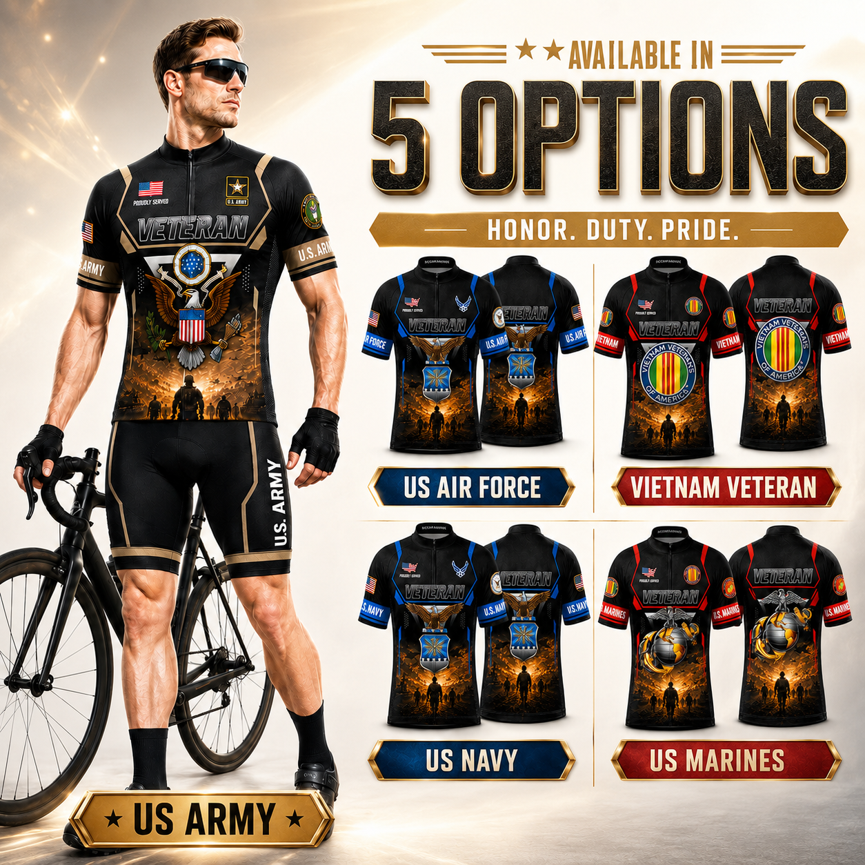 Men's U.S Veteran Cycling Kit, Gifts For US Veterans